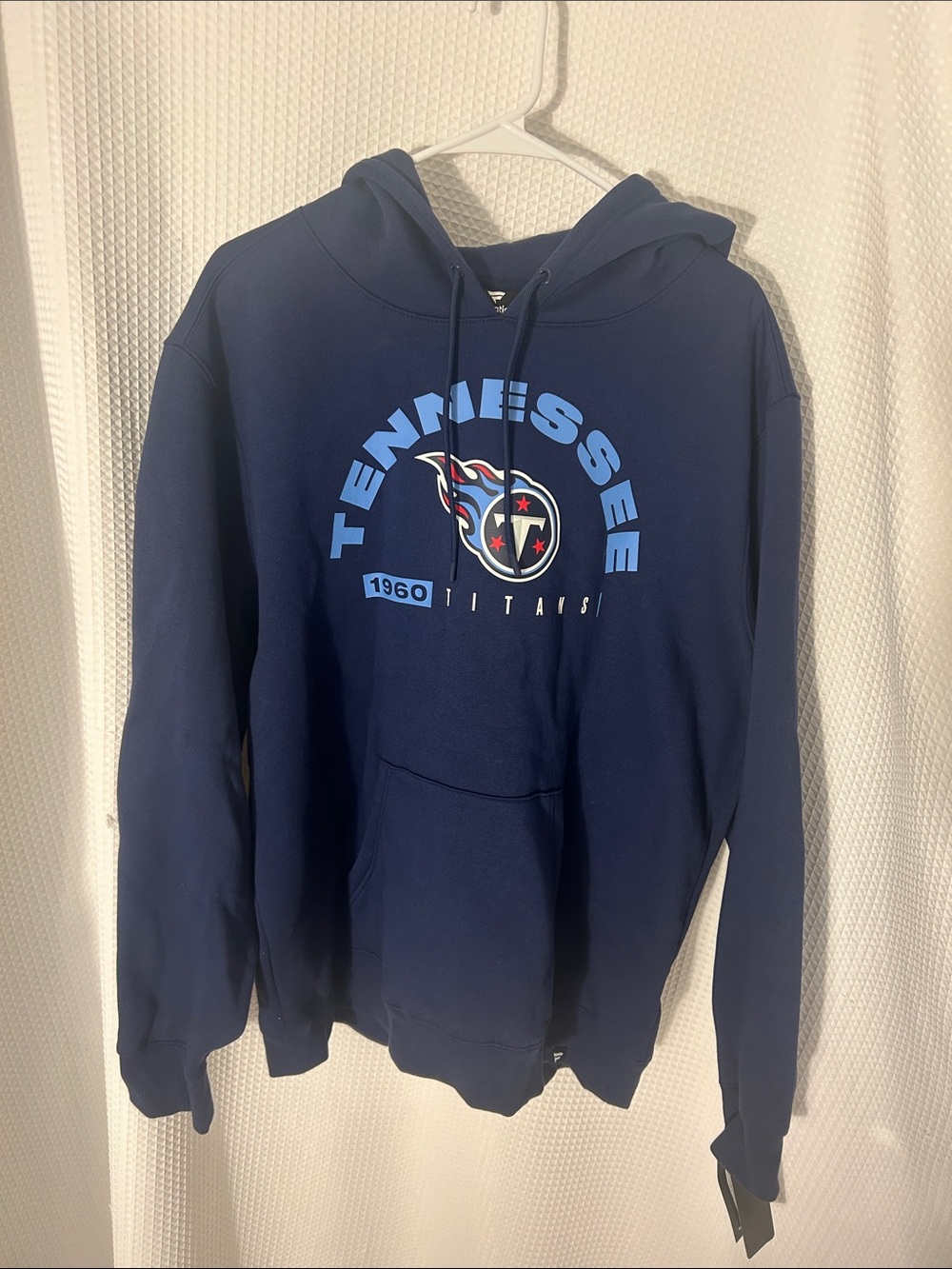 Fanatics NFL Tennessee Titans Navy Pullover Hoodie with Light Blue Logo
